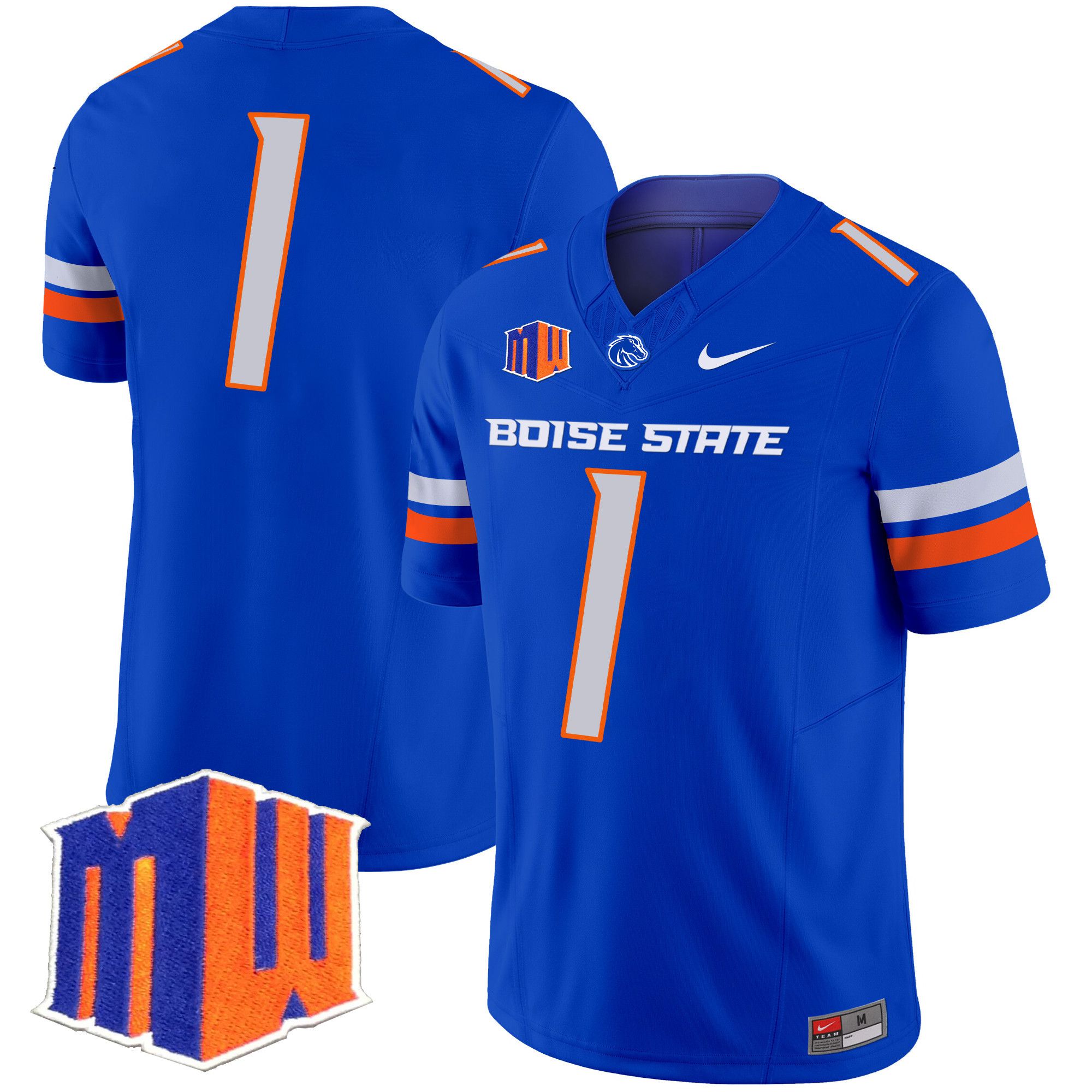 Men Boise State Broncos #1 No Name Blue Nike 2024 Vapor Limited NCAA Jersey style 1